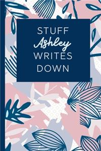 Stuff Ashley Writes Down: Personalized Journal / Notebook (6 x 9 inch) STUNNING Navy Blue and Mauve Blush Pink Pattern