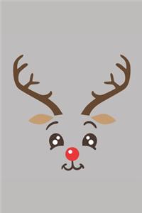 Cute reindeer face, Christmas Notebook Kids, Lined Journal/Notes Christmas