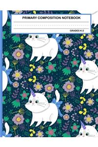 Primary Composition Notebook Grades K-2 Kawaii Kitty Cat