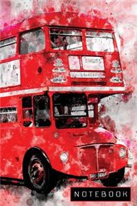 Notebook: Vintage London UK England Lined Notebook Red Bus