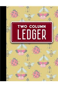 Two Column Ledger: Accountant Workbook, Accounting Record Book, Ledger Paper Book, Cute Insects & Bugs Cover, 8.5" x 11", 100 pages