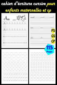 cahier d'écriture cursive pour enfants maternelles et cp
