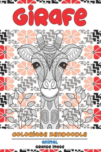 Coloriage Zendoodle - Grande image - Animal - Girafe