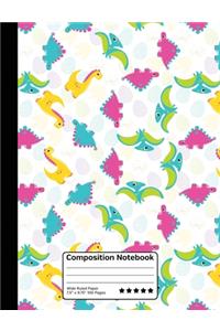 Kids Cute and Colorful Dinosaurs Composition Notebook