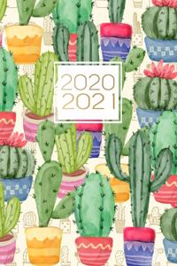 2020-2021: Two Year Planner -Cactus Watercolor Cover - 2 Year Calendar 2020-2021 Monthly - 24 Months Agenda Planner with Holiday -Inspirational Quotes - Person