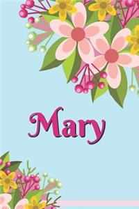 Mary Personalized Blank Lined Journal Notebook