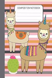 Composition Notebook: Llamacorn Wide Ruled Notebook, School Notebook, Home School Notebook, Colorful Llamacorn Notebook, 7.5 x 9.25 Inches Writing Notebook Gift for Kids,