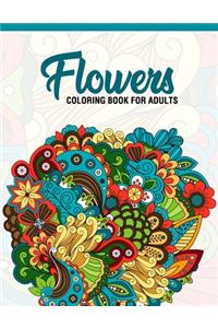 Flowers: Coloring Book for Adults: Adult Coloring Book with Fun, Easy, and Relaxing Coloring Pages - Featuring 45 Beautiful Floral Designs for Stress Relief,