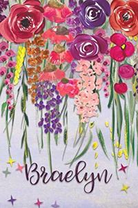 Braelyn: Personalized Lined Journal - Colorful Floral Waterfall (Customized Name Gifts)