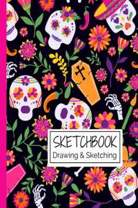 Sketchbook Drawing & Sketching: Dia de los Muertos Holiday Sugar Skulls Themed Sketch Book for Creative Doodling. Halloween Edition Blank Sketch Paper Notebook for Kids and Adults.