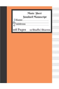 Music Sheet Standard Manuscript -108 Pages 12 Staffs - Staves