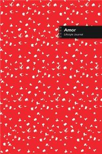 Amor Lifestyle Journal, Blank Write-in Notebook, Dotted Lines, Wide Ruled, Size (A5) 6 x 9 In (Red)