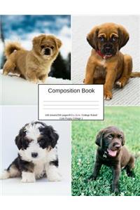 Composition Book 100 Sheets/200 Pages/8.5 X 11 In. College Ruled/ Cute Puppy Collage 1
