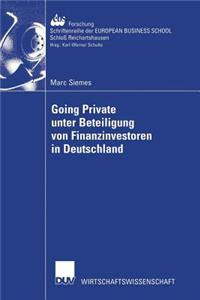 Going Private Unter Beteiligung Von Finanzinvestoren in Deutschland