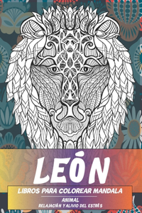 Libros para colorear Mandala - Relajación y alivio del estrés - Animal - León