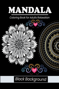 Mandala coloring book for adults relaxation Black background