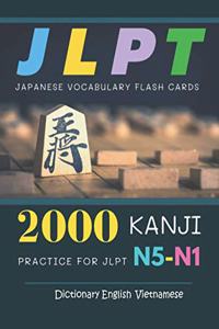 2000 Kanji Japanese Vocabulary Flash Cards Practice for JLPT N5-N1 Dictionary English Vietnamese