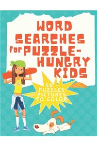 Word Searches for Puzzle Hungry Kids 50 Puzzles with Pictures to Color