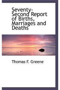 Seventy-Second Report of Births, Marriages and Deaths