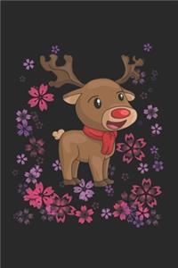 Christmas Reindeer Flowers Notebook