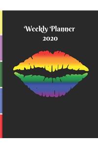 Weekly Planner 2020: Rainbow Lips LGBTQIA Gifts - Lesbian, Gay, Bisexual, Transgender, Queer, Intersex and Asexual Flag Weekly Planner 2020 Appointment Book Diary Organi