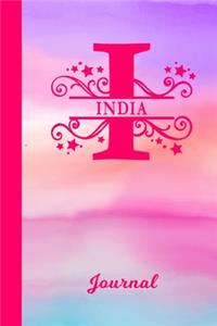 India Journal: Personalized Custom First Name Personal Writing Diary - Cute Pink & Purple Watercolor Effect Cover - Daily Journal for Journalists & Writers for Not