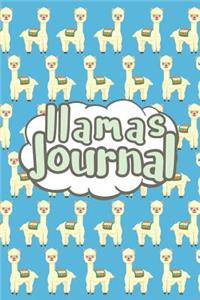 Llamas Journal: Azul-Blue Colors (Diary, Notebook) 100-Sheet Journal with Line Design and on the Side to Put the Dates, Has Enough Space for Quotes and Reflections, Sketches, Notes.