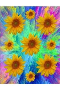 Sunflowers Tie Dye Burst Notebook Journal 150 College Ruled Pages 8.5 X 11