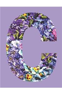 Purple Flowers Letter 'c' Monogrammed Lined Journal