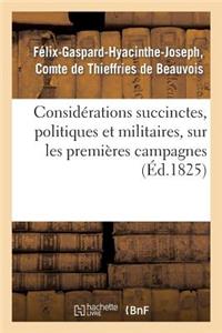 Considérations Succinctes, Politiques Et Militaires, Sur Les Premières Campagnes Plan d'Une