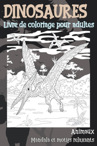 Livre de coloriage pour adultes - Mandala et motifs relaxants - Animaux - Dinosaures