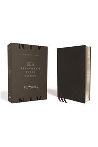 Niv, Preacher's Bible, Verse-By-Verse Format, Premium Leather, Goatskin, Black, Premier Collection, Comfort Print