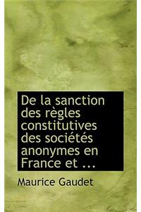 de La Sanction Des Raugles Constitutives Des Sociactacs Anonymes En France Et ...