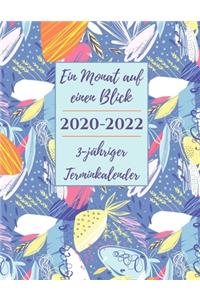 Ein Monat auf einen Blick 2020-2022 3-jähriger Terminkalender