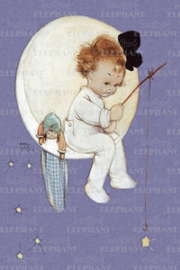 Baby Girl on Moon - Greeting Card