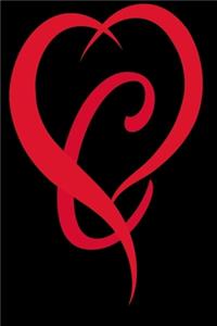Monogram Initial Letter C Adorable Heart Red and Black