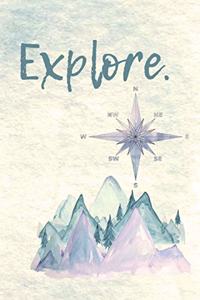 Explore: Notebook With College Lined Paper And Mountains Background