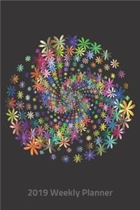 Plan on It 2019 Weekly Calendar Planner - Kaleidoscope of Rainbow Flowers