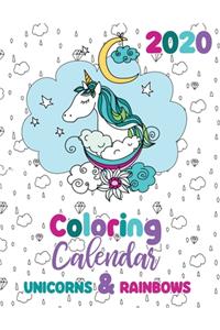 2020 Coloring Calendar Unicorns & Rainbows