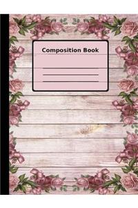 Ring of Roses on Wood Composition Notebook, College Ruled