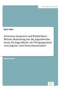 Zwischen Anspruch und Wirklichkeit - Welche Bedeutung hat die Jugendweihe heute für Jugendliche als Übergangsritual vom Jugend- zum Erwachsenenalter?