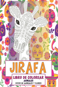 Libro de colorear - Fotos de animales y flores - Animales - Jirafa