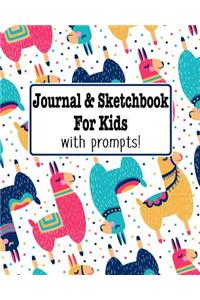 Journal and Sketchbook for Kids with prompts: Dashed midline and picture space K-2 notebook - Llama Animal Cover - Learn to draw and write (8 x 10)