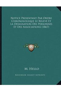 Notice Presentant Par Ordre Chronologique Le Releve Et La Designation Des Personnes Et Des Associations (1867)