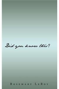 Did you know this?