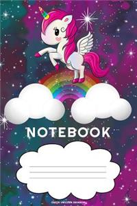 Green Unicorn Rainbow Notebook