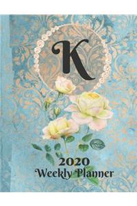 Plan On It Large Print 2020 Weekly Calendar Planner 15 Months Notebook Includes Address Phone Number Pages - Monogram Letter K