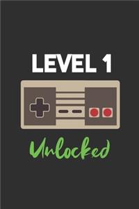 Level 1 Unlocked Celebrate 1th Birthday Video Game: 6x9 Journal for Writing Down Daily Habits, Diary, Notebook, Gag Gift -120 Pages-( Video Gamer Birthday Blank Lined Notebook)