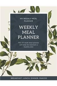 My Weekly Meal Planner - Floral Theme Notepad - 8,5 x 11 inch / 112 pages