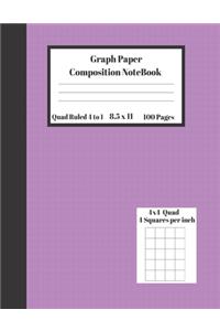 Graph Composition Notebook 4 Squares per inch 4x4 Quad Ruled 4 to 1 / 8.5 x 11 100 Sheets